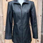 Vintage Y2K Worthington Black Leather Mid Length Full Zip Jacket~S~  Photo 0