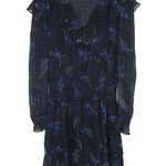 Parker Maisy Long Sleeve Chiffon V-neck Smocked Waist Ruffle Short Dress Photo 2