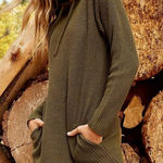 Toad & Co  Womens Whidbey Hooded Sweater Dress Fir Green Knit Pullover Size M Photo 0