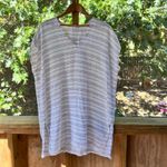 Eileen Fisher 100% Organic Linen Short Sleeve Tunic Top White Stripe Size S/M Photo 1