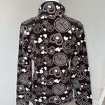 Old Navy Vtg Brown Peace Sign Heart Print Fleece Zip Jacket Women’s M Y2K 2000s Photo 1