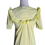 Vintage Nylon Nightgown Ruffled Collar Small Yellow Floral Embroidery Maxi Photo 5