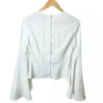 Intermix  Cameron White Bell Flutter Sleeve Zipper Back‎ Blouse Photo 2
