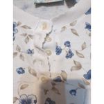 Coral Bay White Blue Floral Print Button Front Cardigan, Women's Large Sweater Photo 5