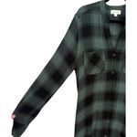 Cloth & Stone  Plaid Shirt Dress Button Front Long Sleeve Green Size Large Photo 9