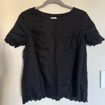 J.Crew  Women Size 0 Linen Eyelet Lace Black Cross Open Back Blouse Top Photo 0