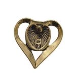 Vintage Lapel Pin Tie Tack Gold Flake Teal Tone Heart Pin Blue Goldstone Center Photo 10