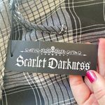 Scarlet Darkness Plaid Maxi Skirt M Lace Up Back Long Grunge Coquette Academia Black Size M Photo 7