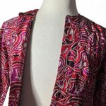 Chico's Embroidered Silk Jacket Women's Size D Red Pink Geometric 3/4 Sleeve Photo 1