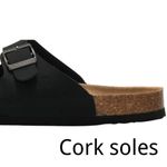 Beranmey Cork Footbed 2 Straps Adjustable Buckle Women Sandals, Size 42 Black Photo 1
