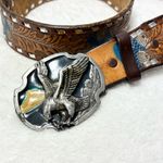 Eagle Western Buckle Leather Belt "CASEY" with Silver and Brown Accents size 40" Photo 1