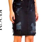 Ksubi  Hi & Wasted Skirt Black Wash Posh Blasted Womens Pencil Mini Skirt Size 25 Photo 0