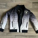 Raiders Black and Gray Puffer Jacket with Gradient Design Photo 0