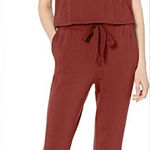Daily Ritual Tie Waist Sleeveless stretch Jumpsuit Womens Small Red Photo 0