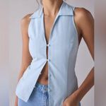 Urban Outfitters  Blue Party Girl Cotton- Blend Button Down Sleevless Shirt Photo 0