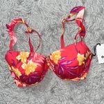 Shade & Shore Bikini Top Swimsuit Swim Tropical Off Shoulder Ruffle 36D L New Photo 2