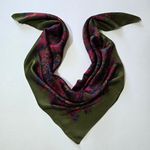 Vintage Ginnie Johansen 80s Olive Floral Silk Square Scarf Academia Old Money Green Photo 1