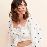 Farm Rio  flower embroidered White Crop Top Small Photo 2