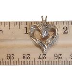 10K Yellow Gold Round and Baguette Diamond Heart Pendant for Necklace Photo 4