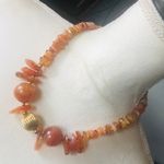 Vintage handcrafted genuine carnelian agate necklace Gold Photo 0