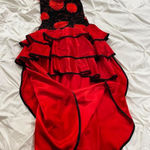 Halloween elegant Red and Black Ruffled Dress Size 0 Photo 0