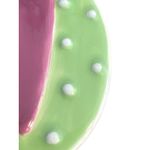 Vintage Porcelain Ceramic Pin Brooch Oval Green Mauve Heart Dots Estate 2.5" Pink Photo 1