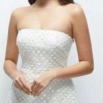 Dessy Collection Imitation Pearl Sequin Mesh Strapless Minidress White Size 4 Photo 0