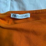 ZARA  Off the Shoulder Boatneck Orange Crop Tank Top NWOT Small Photo 1