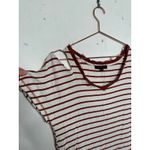 Sanctuary Brown White One Cold Shoulder Striped Short Sleeve V Neck Shirt sz S Photo 2