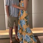 L’IDEE Boheme Gown Pleated Maxi Dress in Yellow Floral Size 6 Photo 1