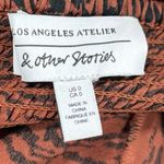 & Other Stories & Other Stories Brown Smocked Animal Zebra Print Square Long Sleeve Crop Top 0 Photo 7