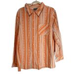 Wrangler  Orange Stripe Geometric Print Button Down Shirt Top Womens XXL Photo 1