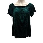 Socialite  Off the Shoulder Emerald Green Crushed Velvet Top, Sz L Photo 4