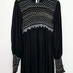 Free People Late Night Picnic Smocked Mini Dress Black Small Dark Romantic Photo 0
