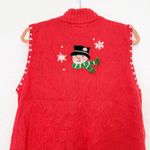 Designer Originals Studio Joy Christmas‎ Snowman Vest Red Holiday Sleeveless Size L Photo 6