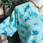 Natural Reflections  Blue Tie Dye Oversized Short Sleeve V Neck T Shirt Photo 1
