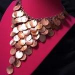 Gold Bronze Cascading Statement Necklace | Layered Disc Bib Collar | Adjustable Photo 0