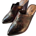 Patricia Nash  floral metallic tooled mule stacked heal leather sole W7 Photo 0