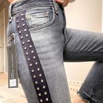 Veronica Beard  NWT Ines Rhinestone Side Striped Jeans Photo 4