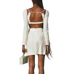 Cult Gaia  Mia Linen Blend Long Sleeve Cut Out Mini Dress XS in Off White Photo 1