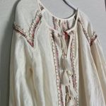Raga  Lyra Cream Open Tassle Tie Front Ling Sleeve Embroidered Size Small Photo 4