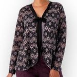 LOGO By Lori Goldstein NWOT Lace Tie Front Cardigan XS Castlerock Style# A565484 Photo 0