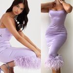 House Of CB HOUSE‎ OF CB 'Helena' Orchid purple lavender Satin Midi Dress /Size XS NWOT Photo 2