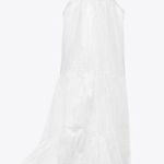 ZARA Oyster White Openwork Embroidered Midi Dress Photo 1