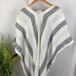 Big Buddha  Ivory & Gray Print Fringe Cape Poncho Top OS Photo 3