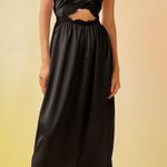 NWT TACH CLOTHING HELEN SATIN MIDI DRESS Black Sz Medium $277 Photo 0