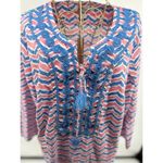 Vineyard Vines 100% cotton embroidered blue pink swim cover up size large Photo 4