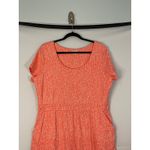 LL Bean Coral White Abstract Print Short Sleeve Knit Dress Women XL REG Orange Photo 1