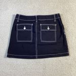 Blue Spice Black Denim Mini Skirt White Stitch Accents Pockets Casual Cute Photo 1