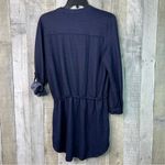 Love Culture  Large Navy Blue V-Neck Tabbed Sleeves Drawstring Waistband Shirt Photo 1